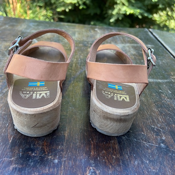 MIA Anja Swedish wooden and leather 2 inch heel open toe strappy sandal sz 7.5 - Picture 4 of 10